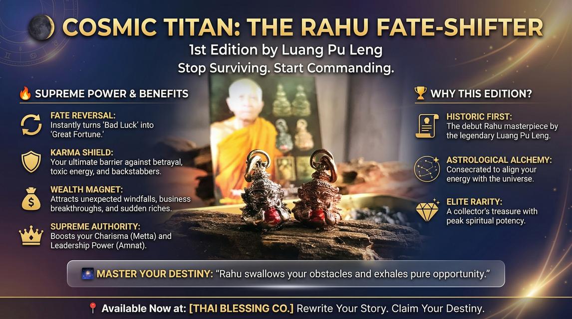 🌑 Cosmic Titan: The Rahu Fate-Shifter – Supreme Karma Shield & Wealth Magnet (1st Edition by Luang Pu Leng) รูปที่ 7
