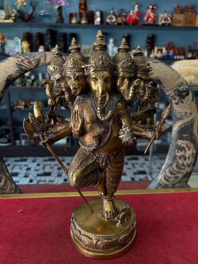 รูปหล่อพระพิฆเนศปราง 5 เศียร เนื้อทองเหลือ 3