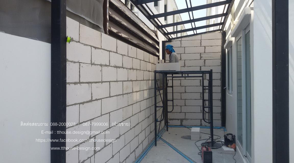 รับเหมา ต่อเติม โครงหลังคากันสาด ต่อเติมห้องครัว เทพื้นปูกระเบื้อง Line dddesign23 9