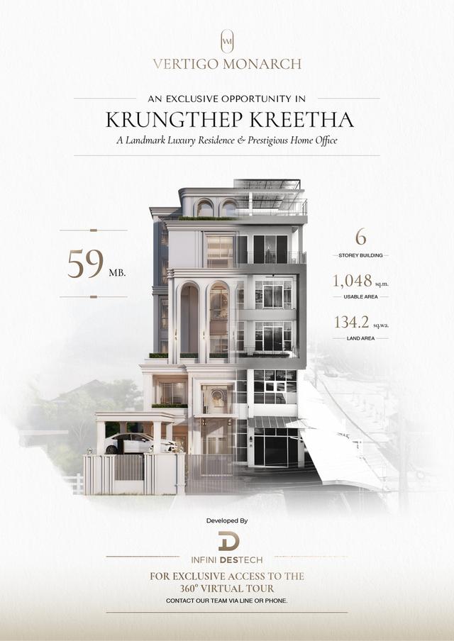 ขายอาคารสูง 6 ชั้นที่พร้อมให้คุณรีโนเวทใหม่บนถนนกรุงเทพกรีฑา 1