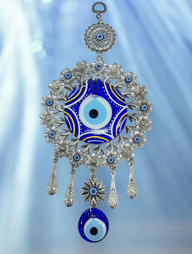แขวนแต่งบ้าน evil eye hanging wall วงใหญ่ 15 ซม ดวงตาน้ำเงินใหญ่ 8.5 ซม ดวงตาน้ำเงินเล็ก 4 ซม ความสูงรวม 32 ซม. รูปที่ 3