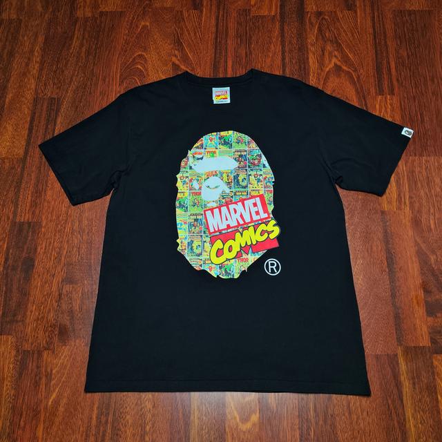 BAPE × marvel comics bape head T-shirt Black A Bathing Ape