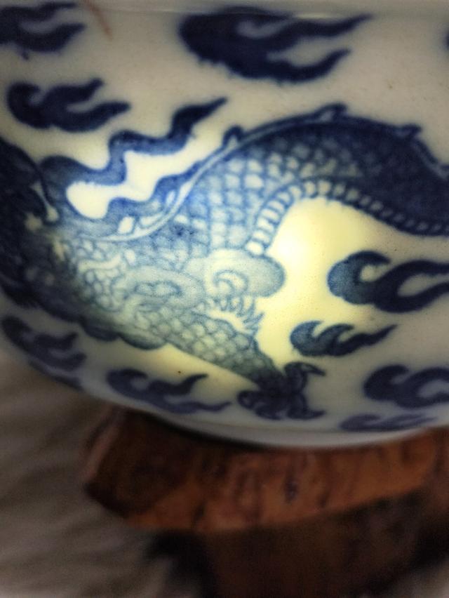 ชามปากผายพิมพ์ลายมังกรท่องเมฆ 🐉 เนื้อบาง โปร่งแสง รูปที่ 8