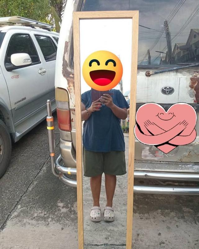 กระจกเงายาวแฟชั่น งานมือสองจากญี่ปุ่น พับขาได้ กรอบไม้สน ด้านหลังเป็นขากางออกตั้งได้ขนย้าย เก็บสะดวก ขนาดรวมกรอบ 28×150 ซม. ราคาพิเศษสุดๆ