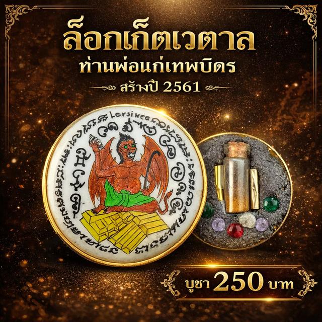 ล็อกเก็ตเวตาล ท่านพ่อแก่เทพบิดร ปี 2561 | อุดผงขวดจินดามณี + แร่เกาะล้าน | เครื่องรางสายพ่อแก่ รูปที่ 1