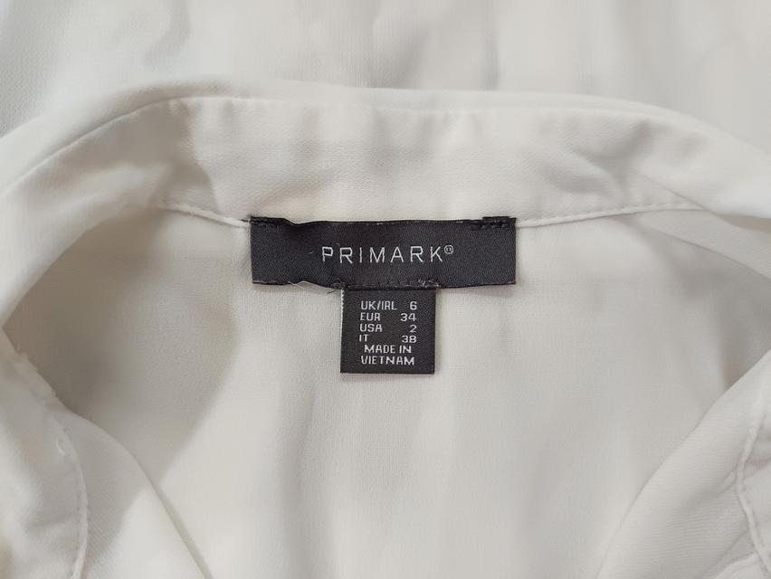 USED Primark - Sheer Cream Pocket Shirt | เสื้อเชิ้ตสีครีม เสื้อซีทรู แขนยาว คอปก ทรงใหญ่ สีพื้น ทำงาน แท้ มือสอง
