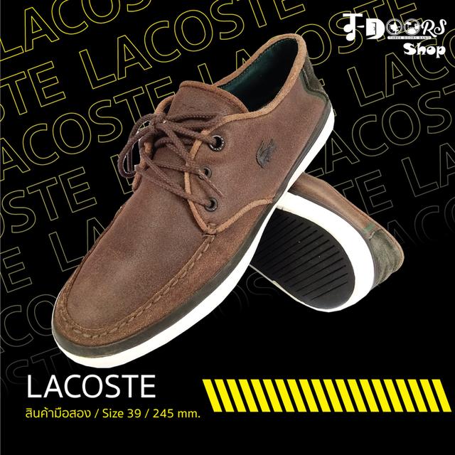 LACOSTE รองเท้าผ้าใบมือสอง สีน้ำตาล สภาพงามๆ จัดส่งฟรี!!! เก็บปลายทาง