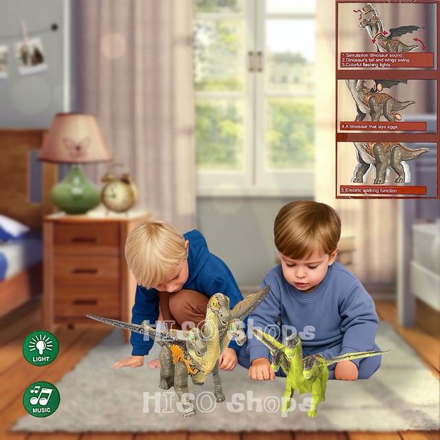 DINOSAUR ELECTRIC SERIES ไดโนเสาร์ 3 หัวสุดอลังการมีปีก 🦖เดินได้สมจริง ส่งเสียงคำรามดุดัน 2