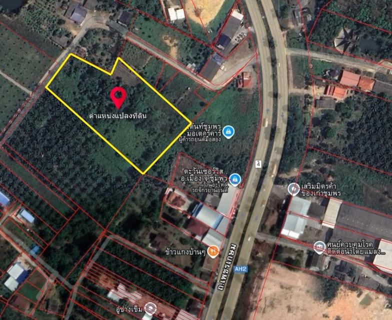ขายที่ดินเปล่าในเมืองชุมพร เนื้อที่ 7 ไร่ใกล้ทางหลวง 3