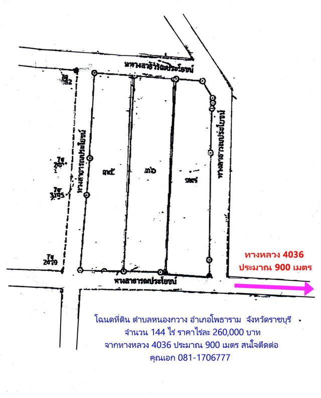 ขายที่ดิน(ครุฑแดง) 144 ไร่  ต.หนองกวาง อ.โพธาราม จ.ราชบุรี ราคาไร่ละ 260,000 บาท ค่าโอนคนละครึ่ง คุณเอก 081-1706777  ตลอด 24 ชม. 2