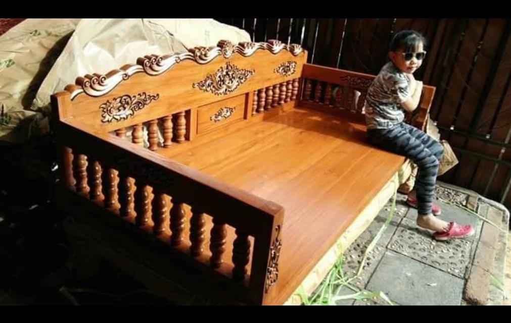 โซฟาไม้สัททอง แกะสลักลาย หลุย 100cmx200cm