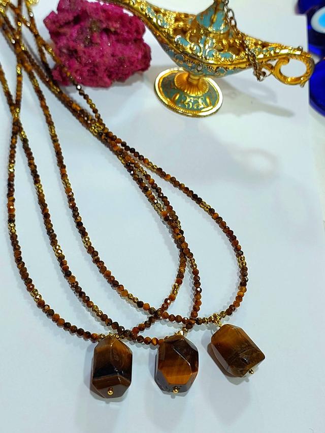 สร้อยคอหินมงคล Agate Rose quatz Green aventurine Tiger eye Amethysts ยาว 18-19 นิ้ว รูปที่ 9
