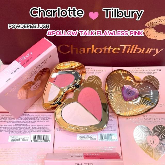 บลัชออนตลับหัวใจลิมิเต็ดอิดิชั่น Charlotte Tilbury Pillow Talk Beauty Soulmates Palette#สคบ.ป้ายไทยราคาเต็มแล้วเคาน์เตอร์ 2,550บาทขนาด 13g.