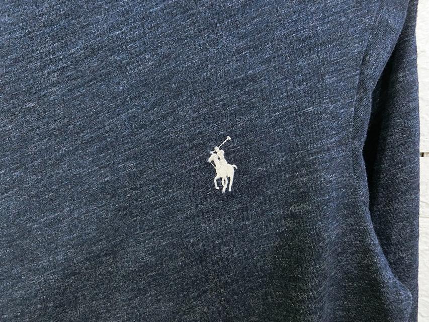 POLO RALPH LAUREN แท้ อก37 เสื้อยืดคอกลมแขนยาวสีกรมสปอต 2