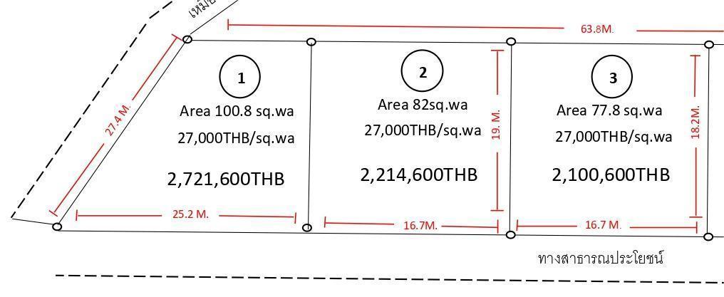 ขายที่ดินเปล่า ต.หนองควาย อ.หางดง จ.เชียงใหม่ ใกล้สนามบินเชียงใหม่เพียง 8 km ที่ดินมี 4 แปลง ตารางวาละ 27,000 บาท  1