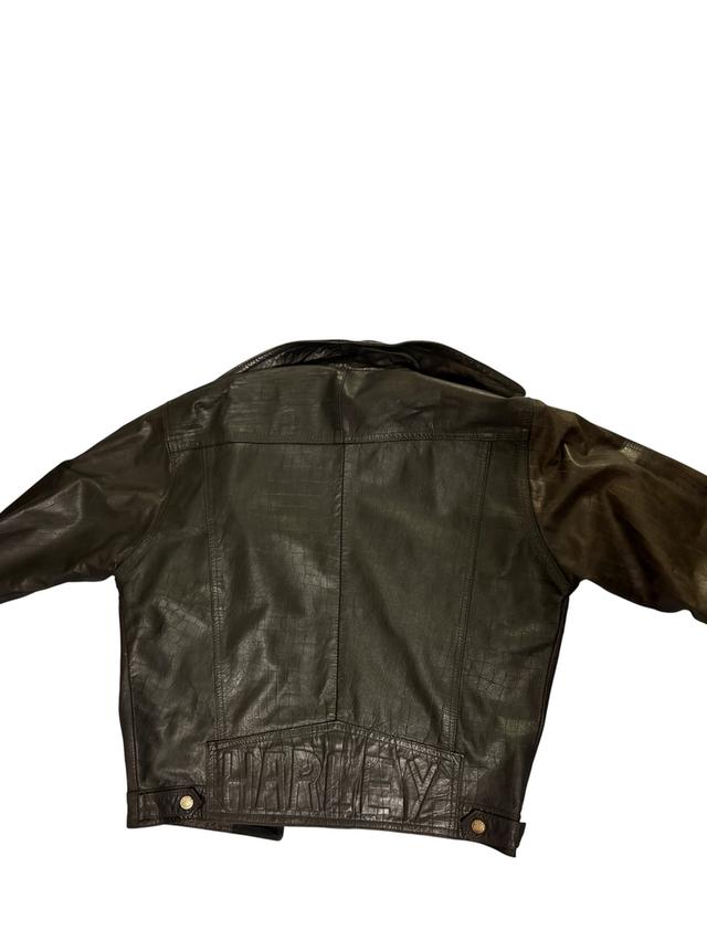 เสื้อ jacket Harley Davidson อก38 ยาว23 ตำหนิกระดุมบนขาด/รอยแตกใต้แขน รูปที่ 4