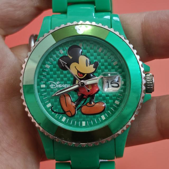 นาฬิกาวินเทจ Vintage Mickey Mouse ระบบควอตซ์ สายยาว 16 มิล. มือสองยังสวย สีสวยน่าใส่