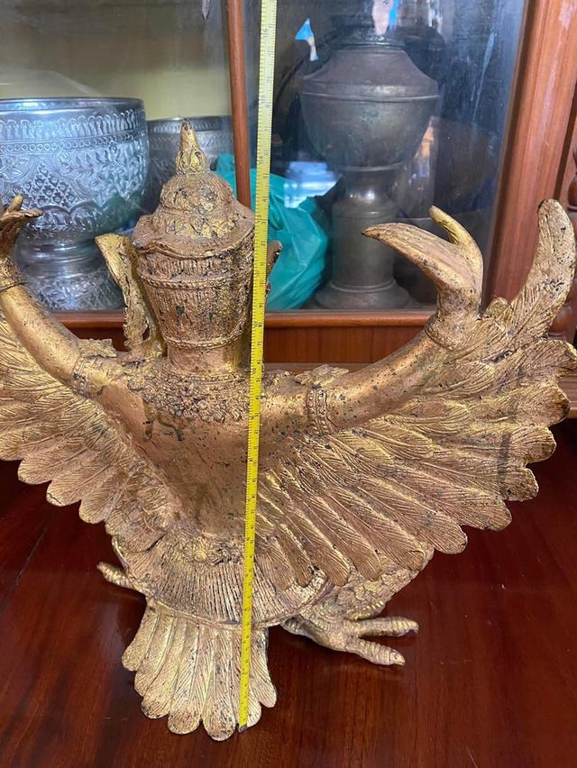 พญาครุฑโบราณ ครุฑโลหะ สัมฤทธิ์ ขนาดกว้าง40ซม ผิวทองรัตนะ