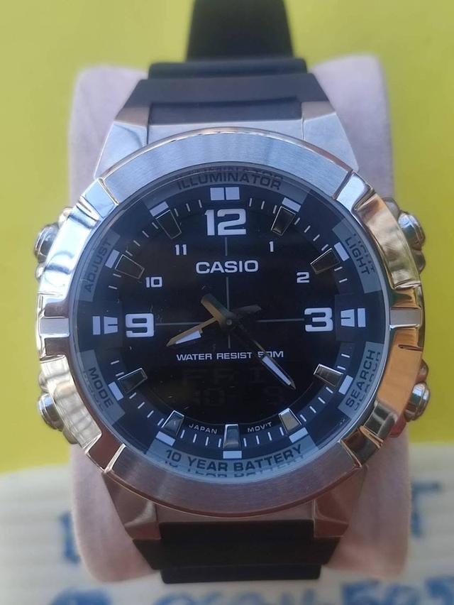 casio amw-870-1avdf นาฬิกา 2 ระบบ ตัวเรือนสแตนเลส