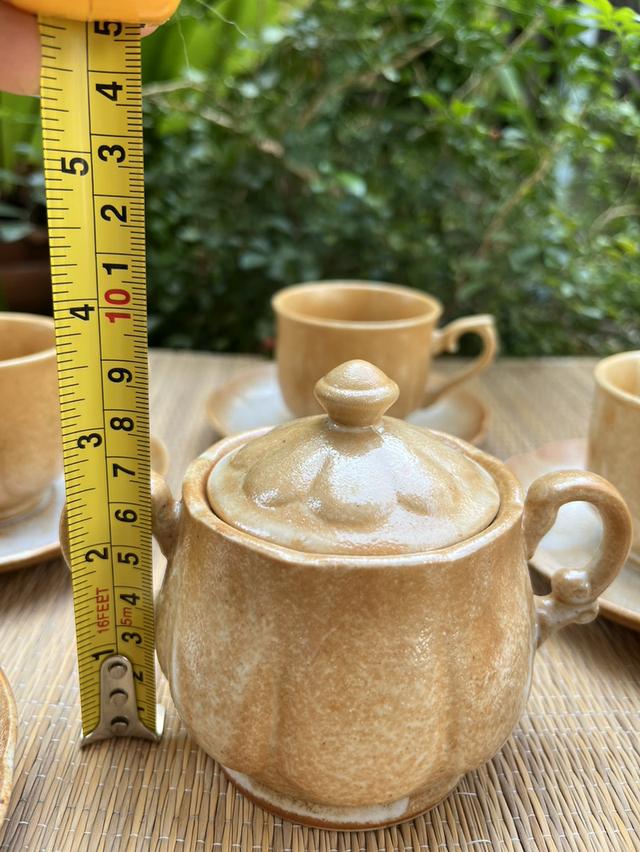 ชุดถ้วยชากาแฟเซรามิก +จานรอง10 ใบ พร้อมโถใส่น้ําตาล 1 ใบ งานญี่ปุ่น รูปที่ 11