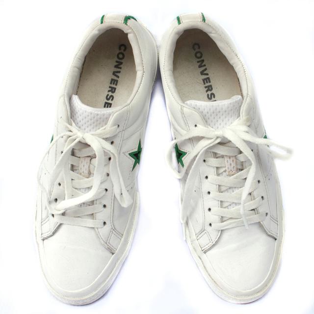 CONVERSE รองเท้าผ้าใบมือสอง สีขาว หนังพียู สภาพสวยๆชิคๆ จัดส่งฟรี!!! เก็บปลายทาง