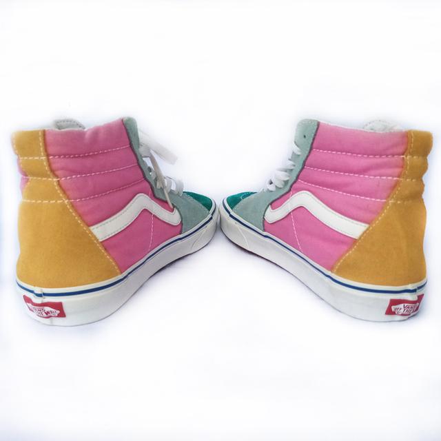 VANS ผ้าใบหุ้มข้อมือสอง สีชมพู เขียว เหลือง สภาพเหมือนใหม่ ส่งฟรี! เก็บปลายทาง 7