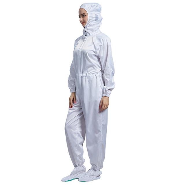 Cleanroom Jumpsuit with hood สีขาว