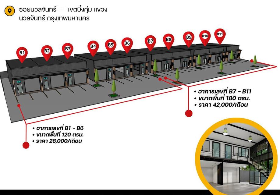 ให้เช่าอาคารโกดังพร้อมออฟฟิศย่านนวลจันทร์ ขนาด 120-180ตรม. ซอยนวลจันทร์ เขตบึงกุ่ม กรุงเทพฯ 3