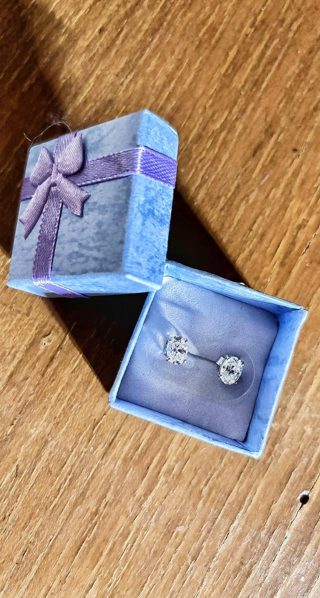 ต่างหูเงินแท้ 92.5% เพชร moissanite ข้างล่ะ 1 กะรัต