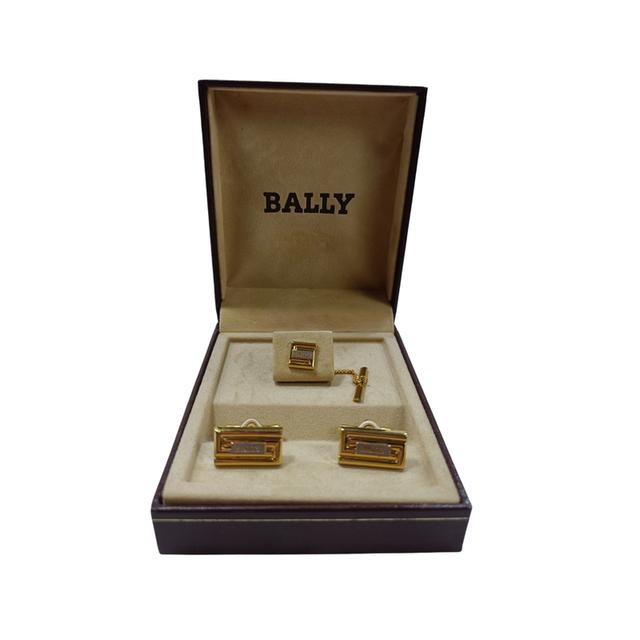 💫Cufflinks คัฟลิงค์ +Tie tack เข็มกลัดติดเนคไท แบรนด์  BALLY แท้ 💯 💫