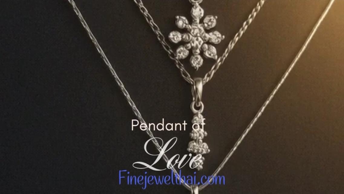 Finejewelthai-Pendant of Love จี้ดีไซน์ด้วยความรัก สร้อยคอเงินแท้925 ลายอินเตอร์