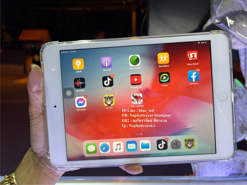 IPad mini2 64GB TH ใส่ซิมได้ WiFiได้ไม่ติดIcloudรีเซ็ตแล้ว โหลดแอพได้ ใช้งานปกติ 