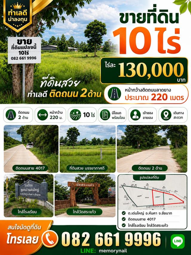 ขายที่ดินสวย ทำเลดีมาก ติดถนน 2 ด้าน ตำบลเด่นใหญ่ อำเภอหันคา จังหวัดชัยนาท 9