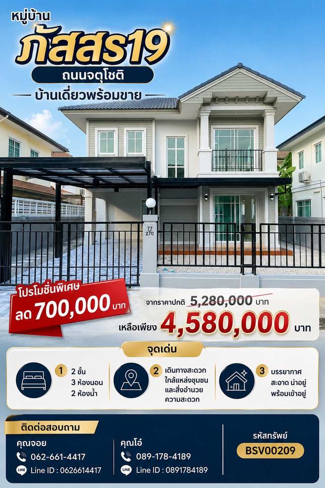 🔥 ลดแรง 7 แสน! บ้านเดี่ยวหลังใหญ่ รีโนเวทใหม่ทั้งหลัง พร้อมเข้าอยู่ 🔥 📍 หมู่บ้านภัสสร 19 ซอย 36 (จตุโชติ - สายไหม) 1