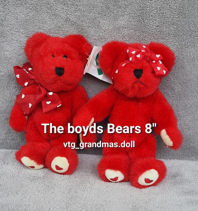 ตุ๊กตาหมีบอย The  Boyds Bear Huggleby B Bearikind หมีสีแดงสด ขนาด 8นิ้ว 6