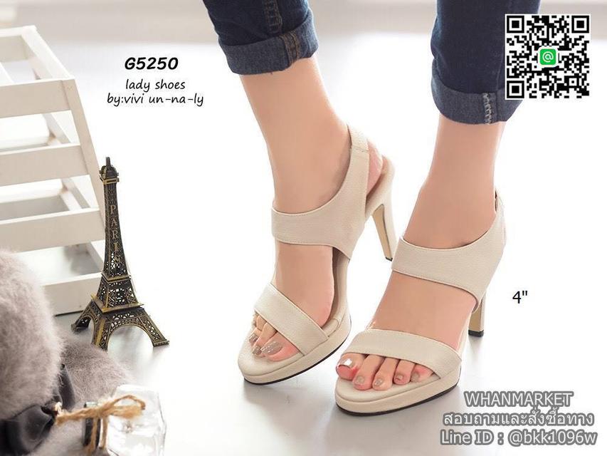 รองเท้าส้นสูงรัดส้น สายรัดแบบยางยืด ทรงสวยมากๆๆๆ เสริมหน้า 0.5 นิ้ว ความสูง 4 นิ้ว 1