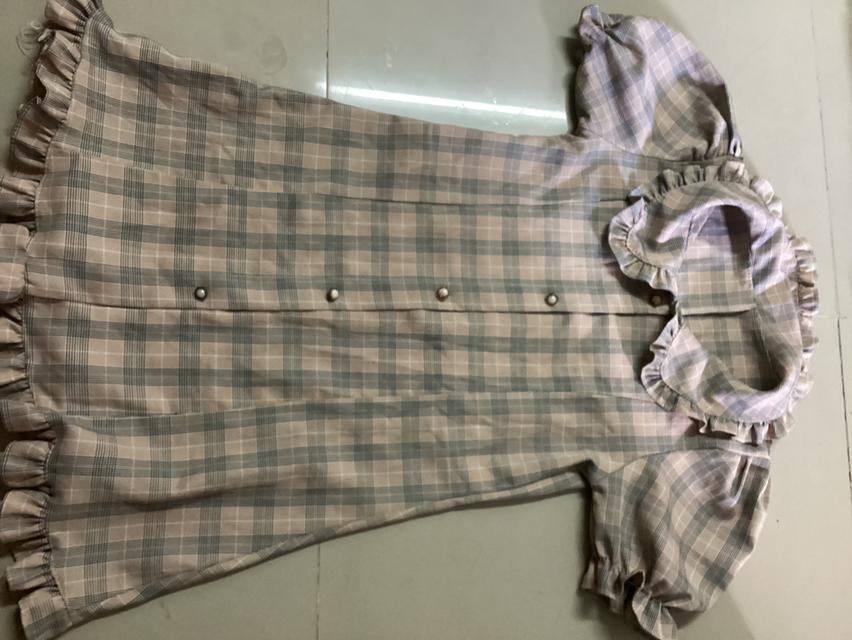 ชุดเดรสลายสก๊อต คอบัว น่ารักๆ