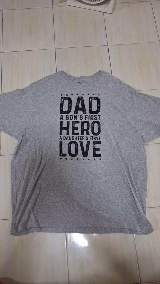 เสื้อยืดวินเทจมือสอง สีเทา สรีนดี ตัวใหญ่ๆ Celebrate Fathers Day T Shirt 3XL (54-56) Grey Crew Neck Short-sleeve