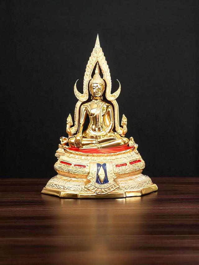 เครื่องพระพุทธชินราช จ. พิษณุโลก ซุ้มถอดได้ ฐานหน้าอกเลาเนื้อทองเหลืองขัดมัน หน้าตัก 4.5 นิ้ว ขนาดความสูงรวมซุ้ม 12 นิ้ว