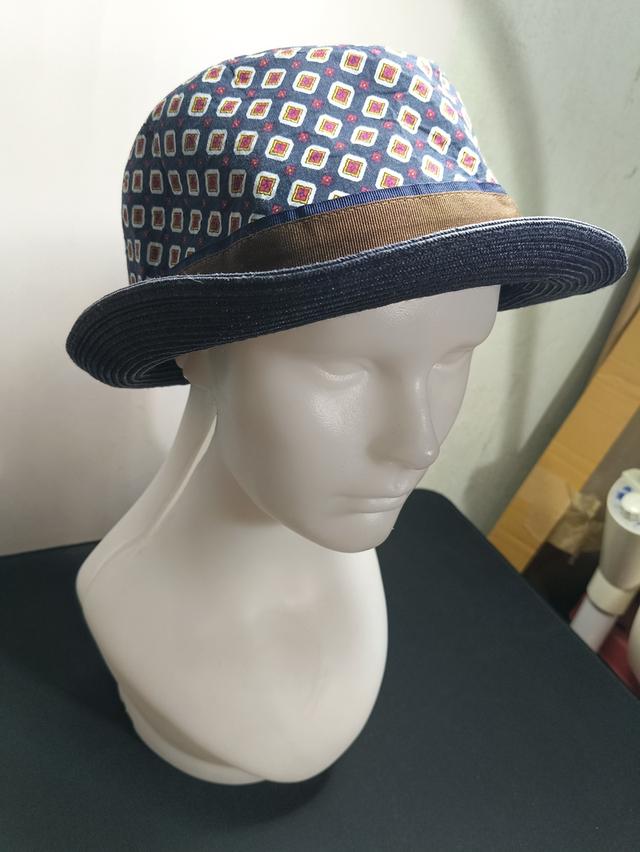 หมวก Trilby Hat ZARA MAN แท้ มือสองสภาพดี ลาย Geometric สีกรมท่า รูปที่ 3