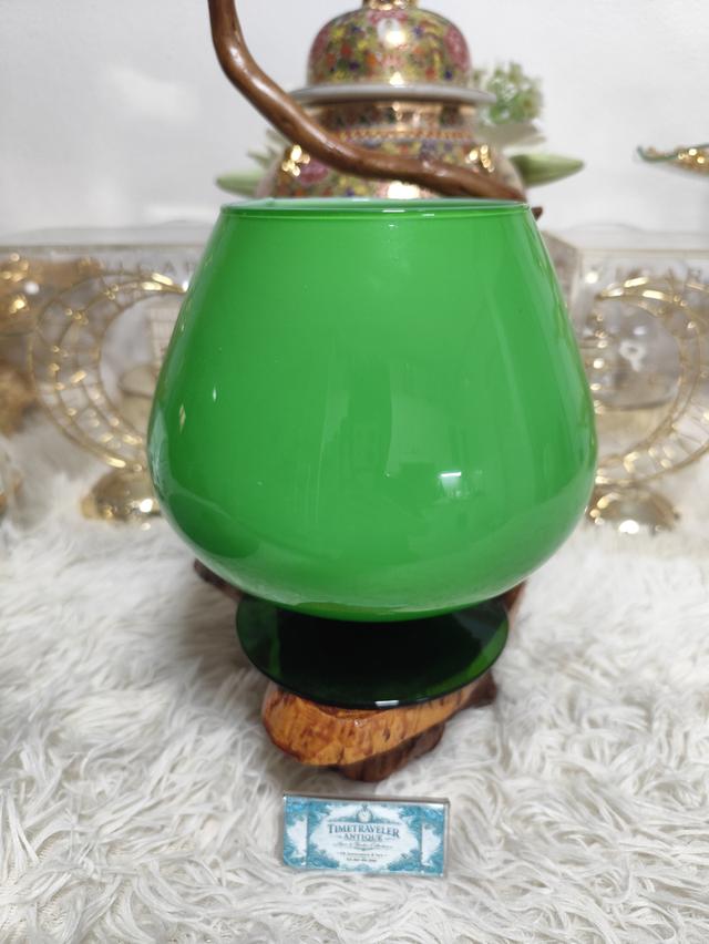 Urenium Vintage MCM Empoli 7" Brandy Snifter Emerald Green Glass Barware ฐานยูเรเนี่ยม Mid century 1960s