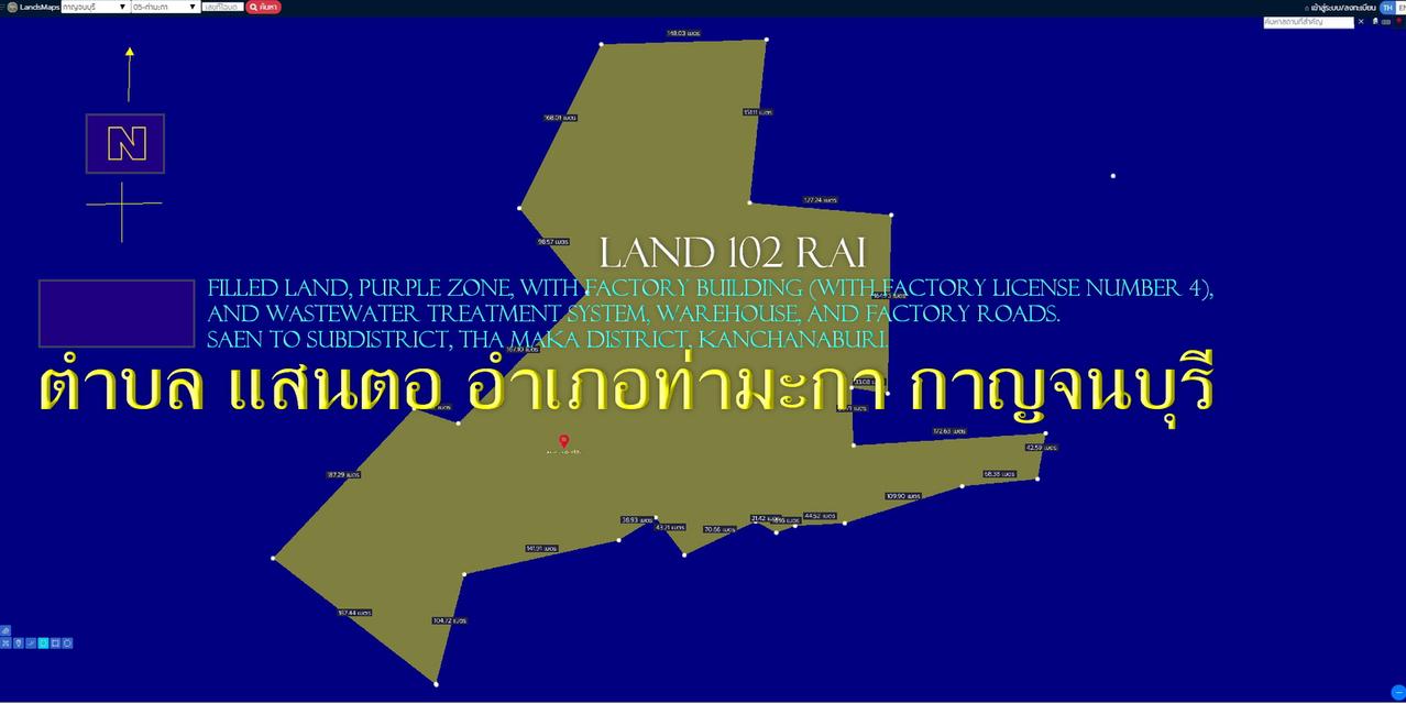 ที่ดิน102ไร่  พื้นที่สีม่วง พร้อมอาคารโรงงาน  ตำบล แสนตอ อำเภอท่ามะกา กาญจนบุรี 1