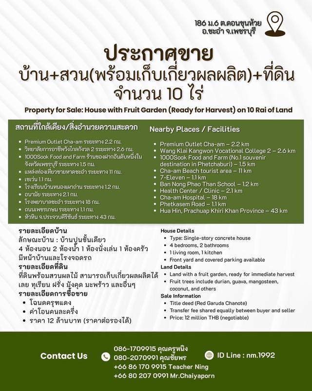 บ้าน สวนผลไม้ และที่ดิน จำนวน10ไร่ 13