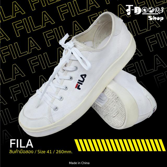 FILA รองเท้าผ้าใบมือสอง สีขาว สภาพสวย จัดส่งฟรี!!! เก็บปลายทาง