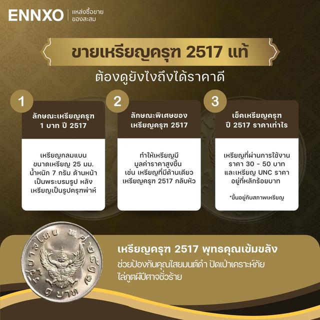 เหรียญ1บาท ปี2517 (หลังครุฑ)(เหมา12เหรียญ)