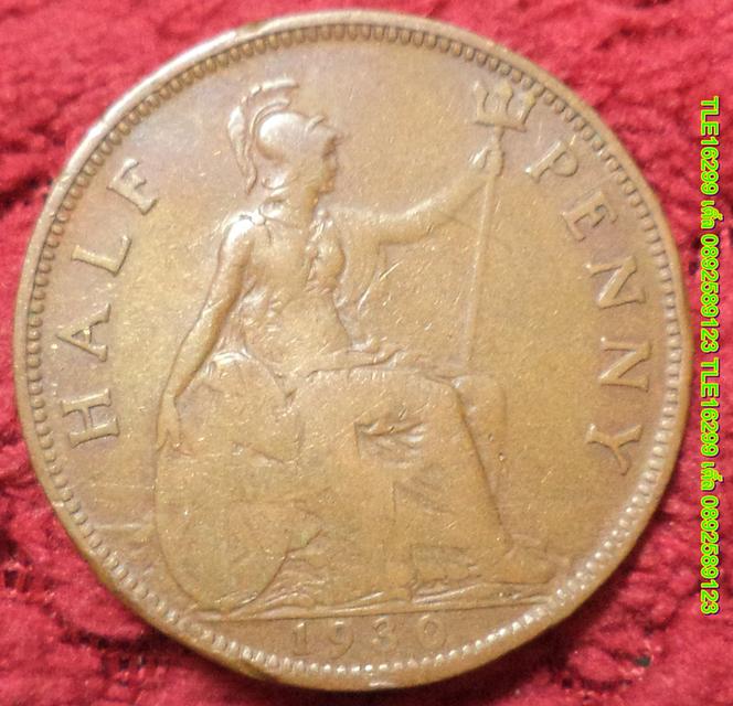 ENX00449 เหรียญ Georgivs Great Britain 1930 Half Penny เนื้อทองแดง พร้อมส่งems 3