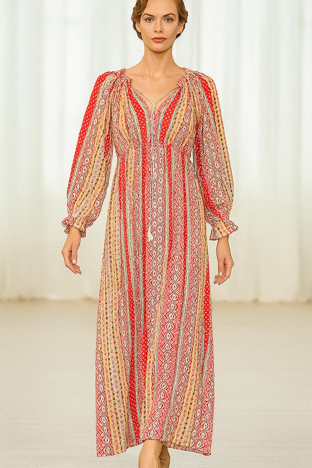 เดรสแม็กซี่ลายทางโบฮีเมียน เดรส Maxi Bohemian Stripe @SP041