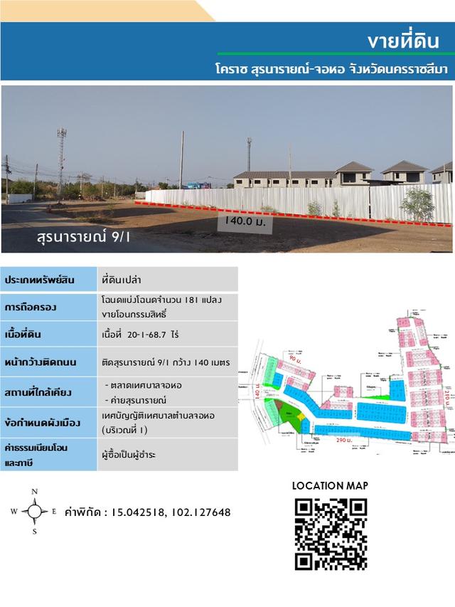 ขายที่ดินโคราช สุรนารายณ์-จอหอ ตำบลจอหอ อำเภอเมือง จังหวัดนครราชสีมา