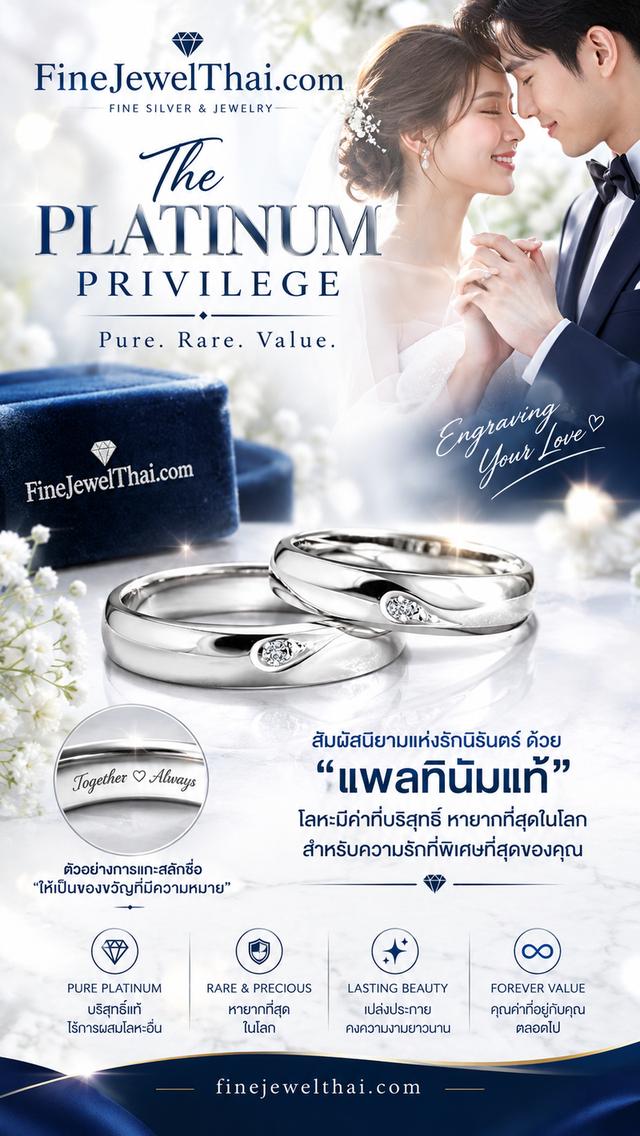 FineJewelThai รับทำแหวนแพลทินัม95% Platinum Ring แหวนหมั้น แหวนแต่งงาน
