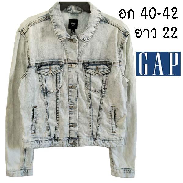 GAP ยีนส์ยืด ลายหินแตกซีด แต่งขาด ๆ เท่ ๆ ช ญ ใส่ได้ มีกระเป๋าอก+ข้าง ผ้านุ่มมาก ๆ พร้อมส่ง